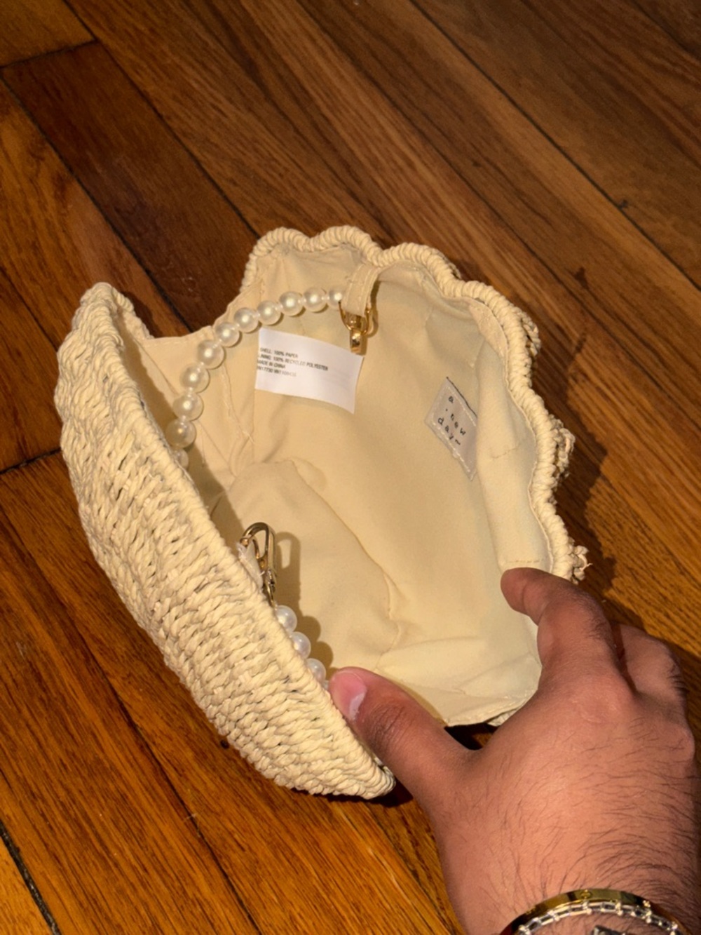 a new day Cream Pearl-Handle Straw Shell Clutch - Picture 2 of 3